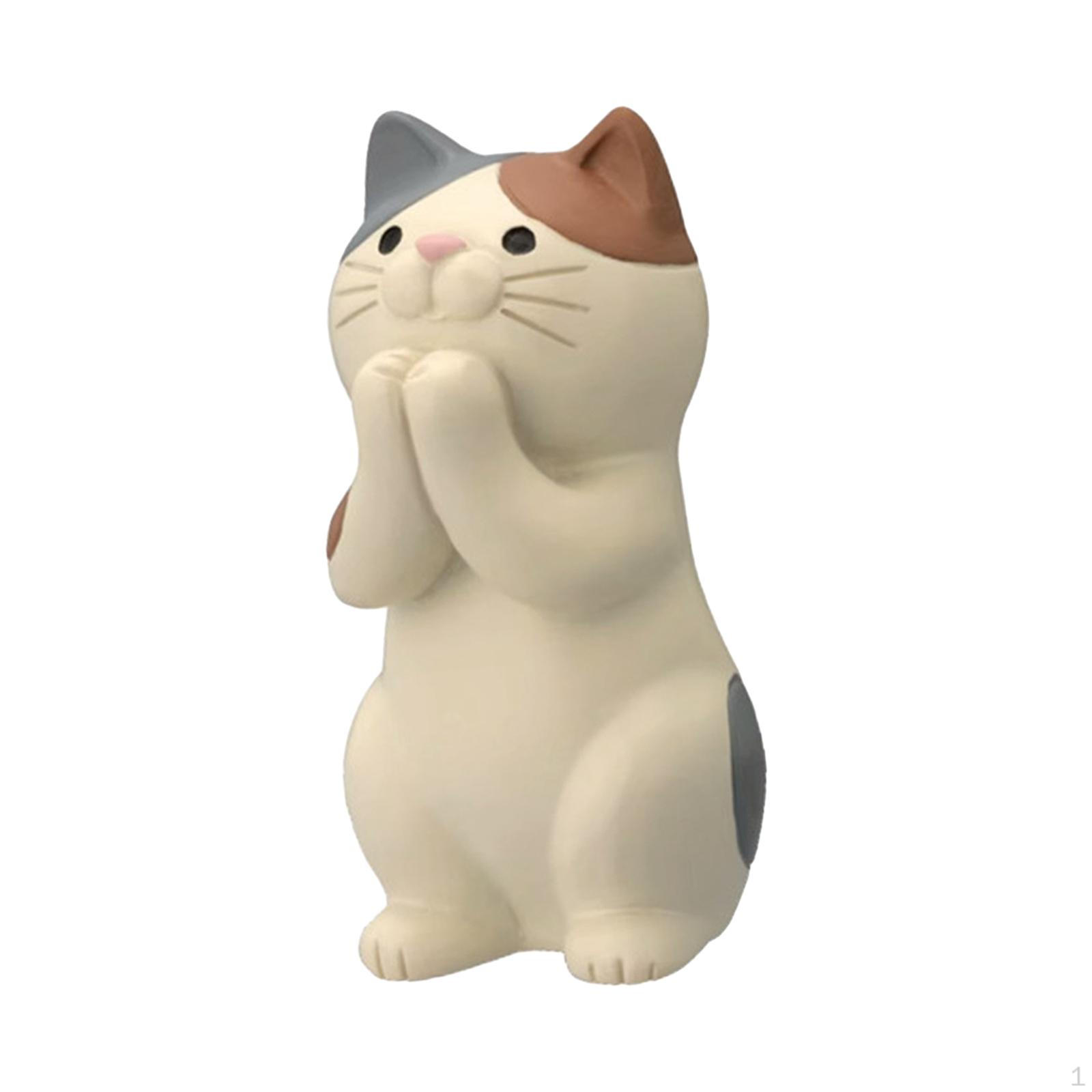 

Статуя кошки, скульптура животного, ремесленный стол, декоративное украшение, художественная фигурка для спальни, фермерского дома, кафе Beige Glasses Stand
