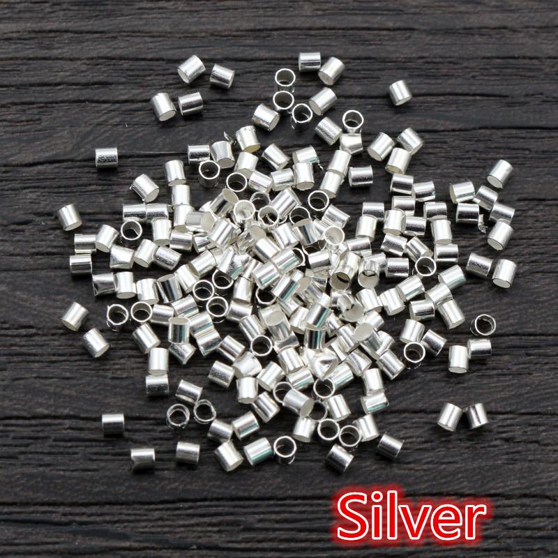 500pcs 1.5 2.0mm Gold Silver Color Tube Crimp End Beads Stopper Spacer Beads For DIY Necklace Jewelry Making Findings Supplies