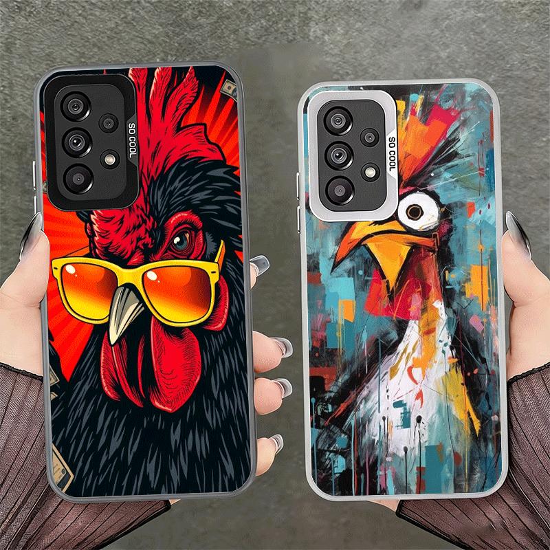 Custodia Morbida per Telefono con Gallina e Gallo per Samsung A17 A16 A15 A14 A13 A57 A56 A55 A54 A53 A37 A36 A35 A34 A33 A26 A25 A24 A23 A52