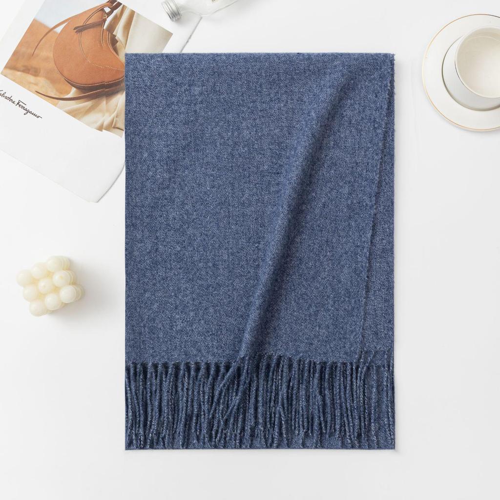 Solid Color Imitation Cashmere Scarf with Tassels - Unisex Winter Shawl