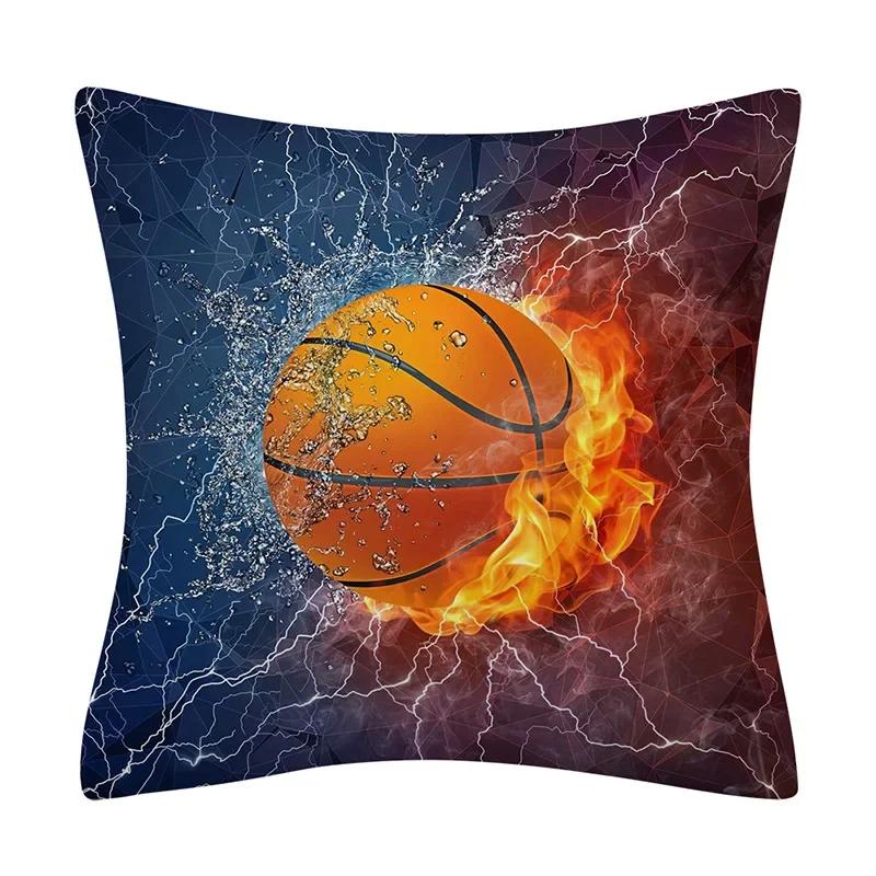 Football Basketball Rugby Double-Sided Printed Pillow Cover Short Plush Suitable Living Rooms Bedrooms Sofas Throw Cushion Cover