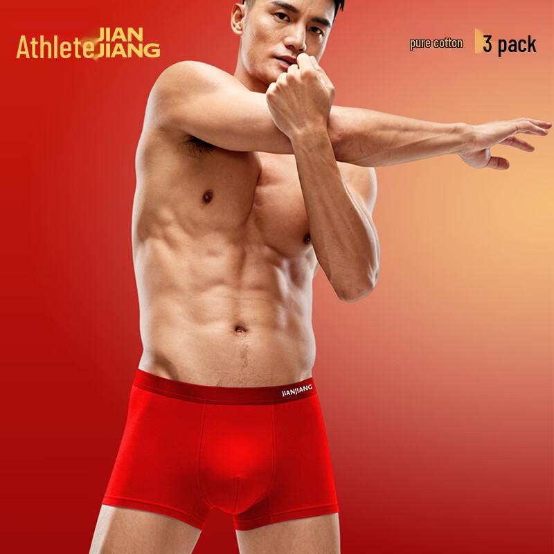 Jianjiang Men's Cotton Anti-Bacterial Boxer Briefs - 3 Pack