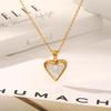 European & American Love Heart Pendant Necklace - Stainless Steel, Simple Luxury Design with Shell Details for Women