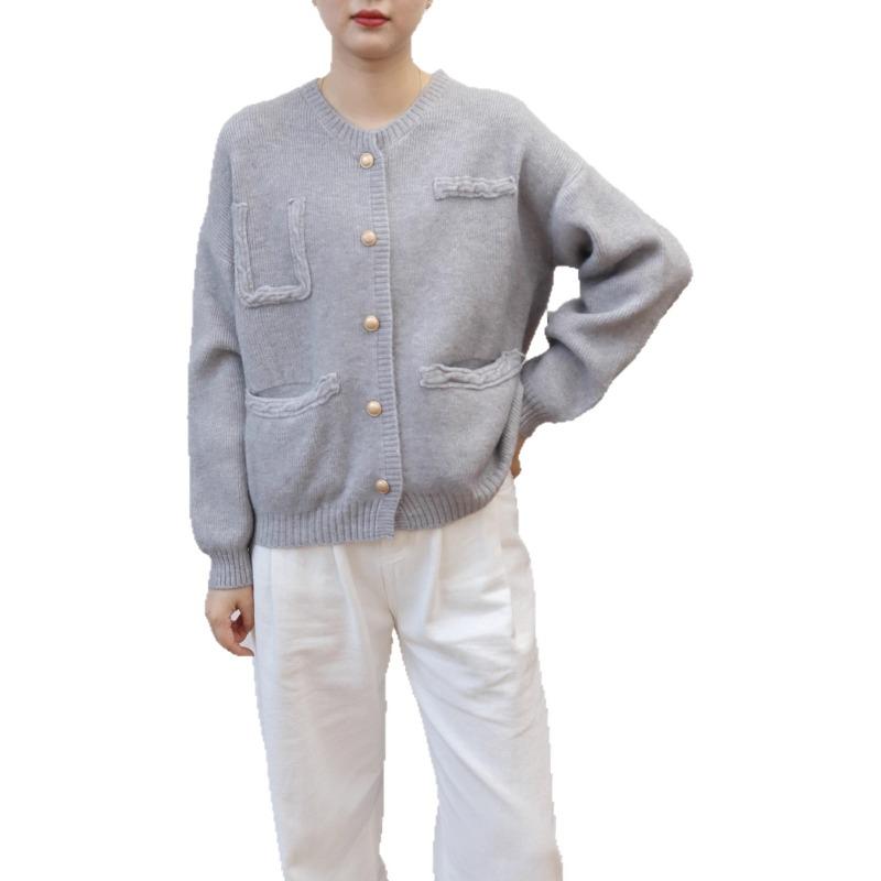 Autumn and winter new temperament knitted cardigan gentle lazy wind soft waxy sweater jacket women