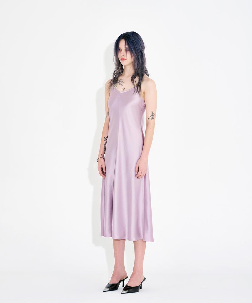 Wordog Bias Cut Acetate Drift Slit Dress Lavender