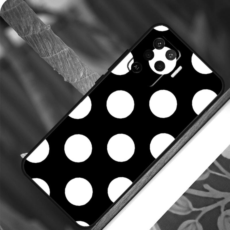 Black And White Polka Dot For OPPO A58 A78 A98 A54 A74 A94 A16 A76 A96 A5 A9 A52 A72 A79 A53S A15 A17 A57 A77 Case