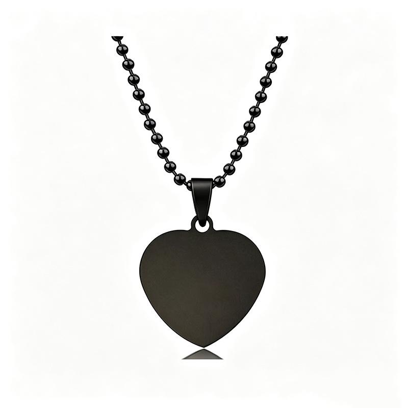 Stainless Steel Heart & Round Bead Chain Necklace with Engravable UV Color Printing