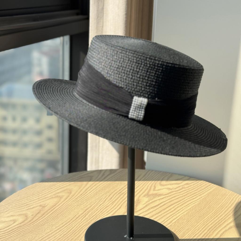 New French White Top Hat Summer Beach Vacation Visor Hat Straw Hat