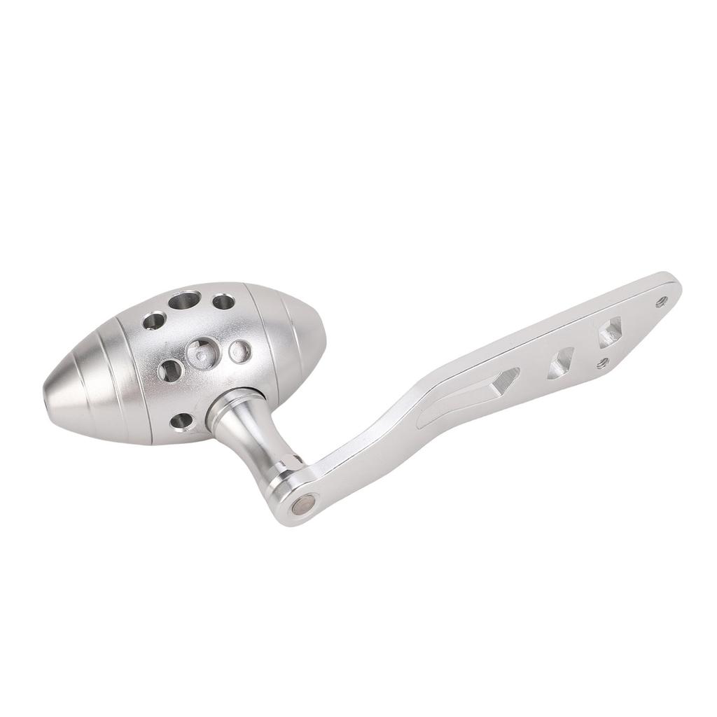 Fishing Reel Handle Silver White Aluminum Alloy Single Baitcasting Reel Power Handle with Olive Shaped Knob for