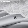 A Set of NAPEARL Grey Hollow Star Blackout Curtain and Lace Sheer Curtains Double-layer Short Curtains for Living Room Bedroom Home Decor