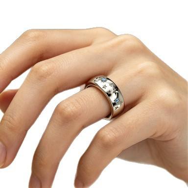 European and American style personalized fashion smooth star diamond ring temperament versatile high sense fashionable ring