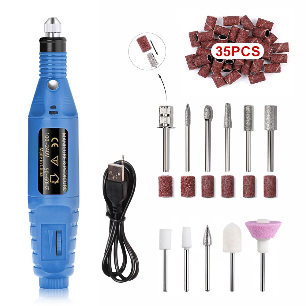 

YIKOOLIN Портативный электрический аппарат для маникюра 20000 об/мин Высококачественный набор машинок для маникюра Снятие гель-лака Инструменты для маникюра синий