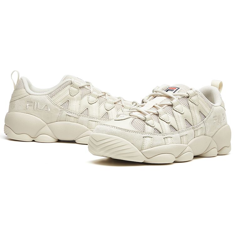 Fila Fusion Spaghetti Synthetic Leather Low Top Retro Basketball Shoes Women sneakers Beige T12W021201FAG