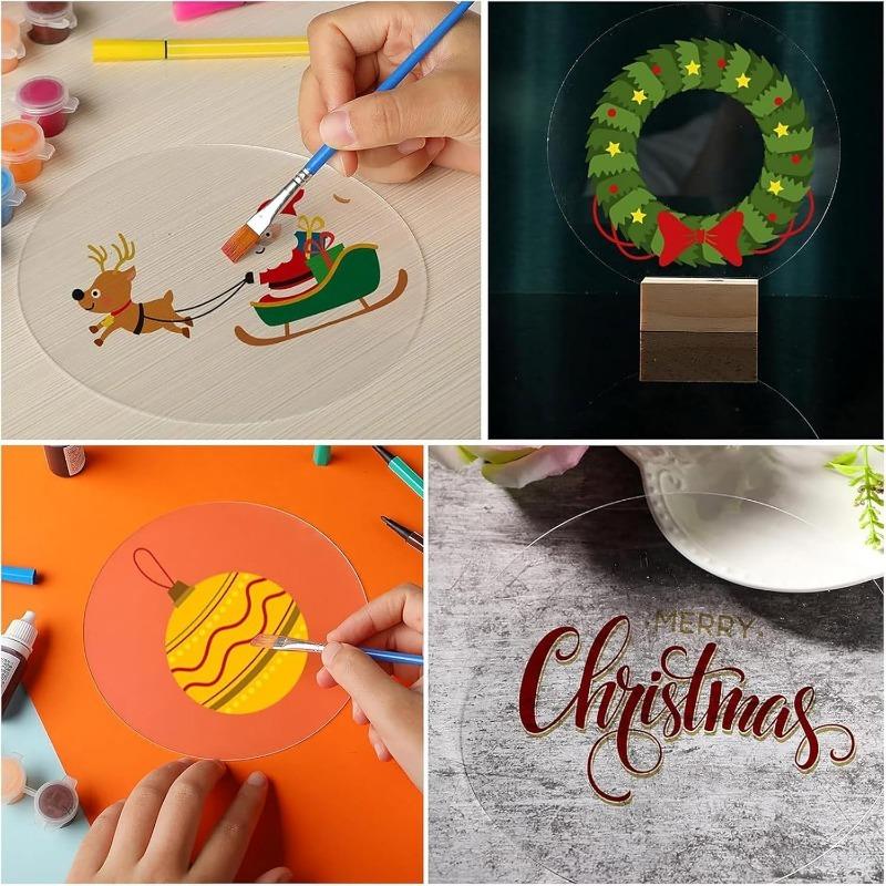 30PCS 3-inch Acrylic Round Blank with Holes, Clear Disc, Round Transparent Acrylic Coaster, Handmade Decorations DIY Art Project Supplies