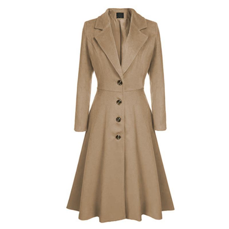 

Осенне-зимнее женское шерстяное пальто с длинными рукавами, модная повседневная ветровка, шерстяное пальто для женщин XXL