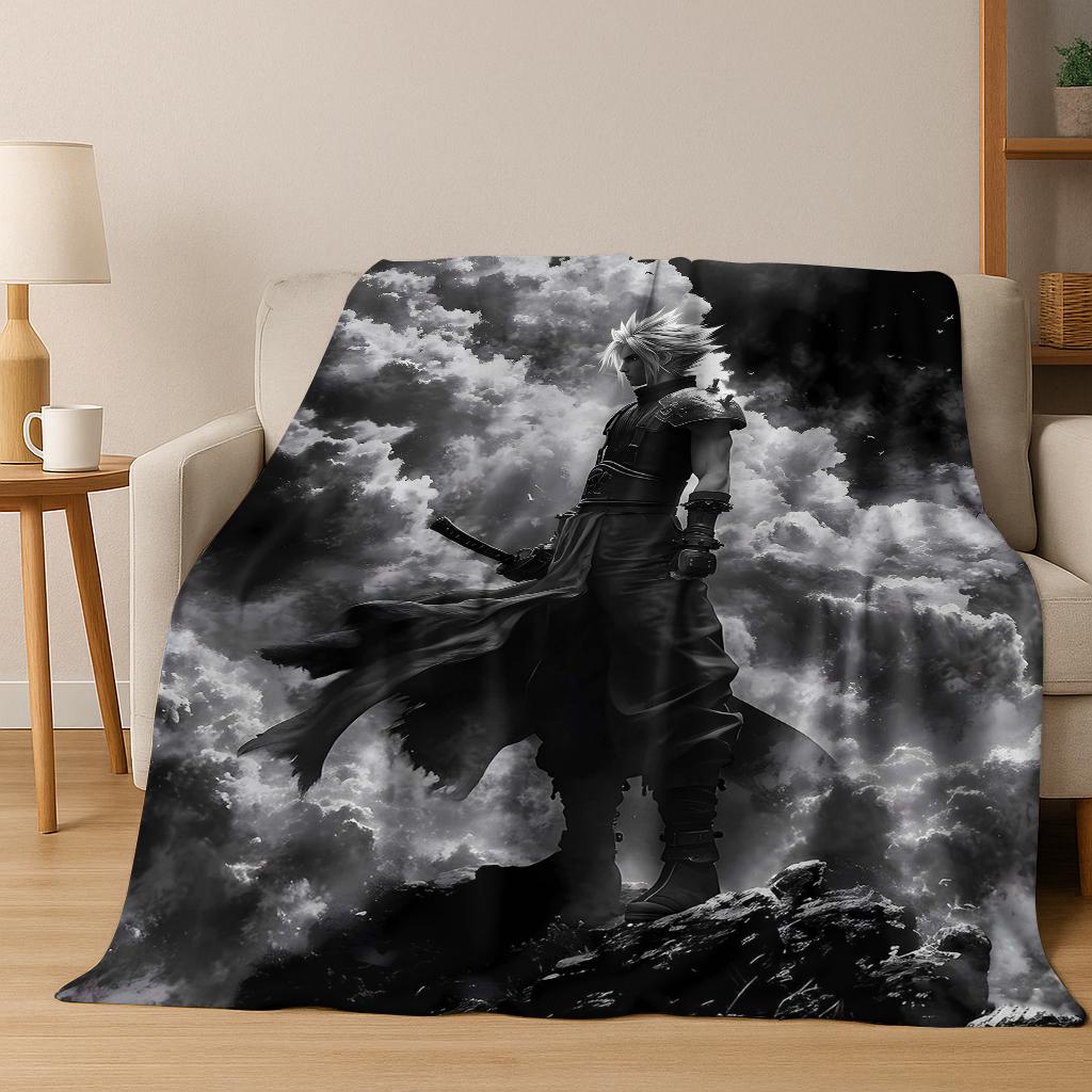 Cartoon Final Fantasy Sephiroth Cloud Tifa Game Flannel Blanket,Warm and Cozy Soft Throw Blanket for Home Bedroom Bed Sofa Kid