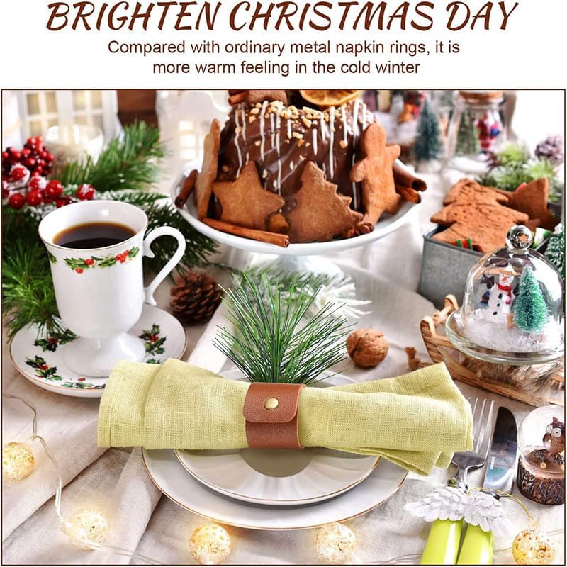 mdgfge 8 PCS Leather Napkin Rings Vintage Buckle Rustic PU Faux Leather Napkin Holder for Farmhouse Fall Dinner Party Thanksgiving Day Elegant