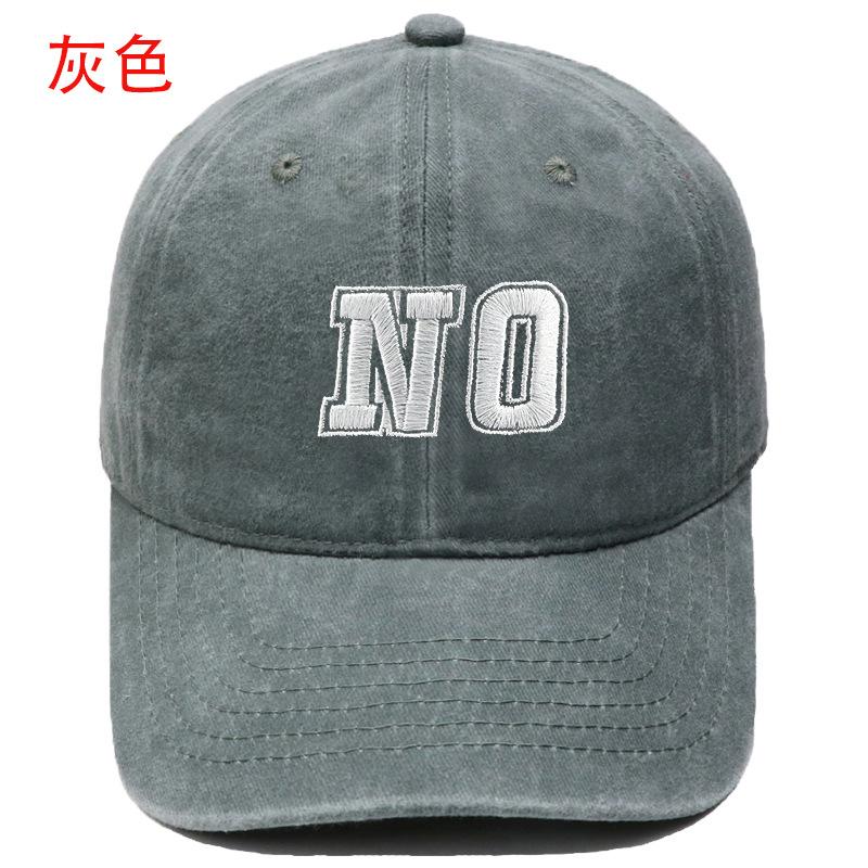 Neue Baseballkappe mit aufgesticktem Buchstaben NO, gewaschene Retro-Kappe für Männer und Frauen, Paar, lässiger Outdoor-Sonnenhut