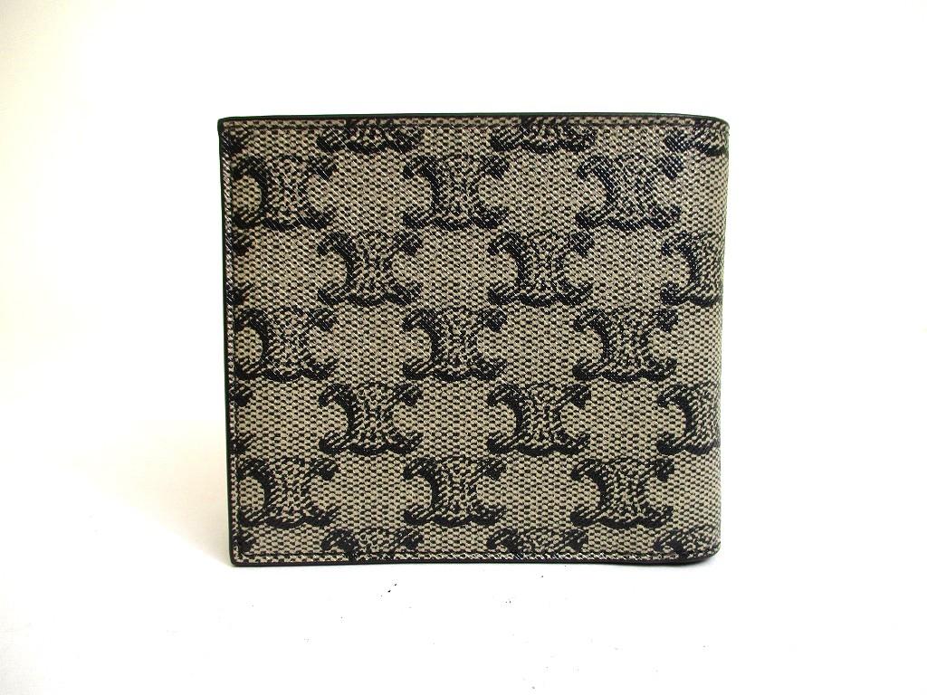 Authentic CELINE Trionf Canvas Black Leather Bifold Wallet Compact Wallet #b123  Seller refurbished