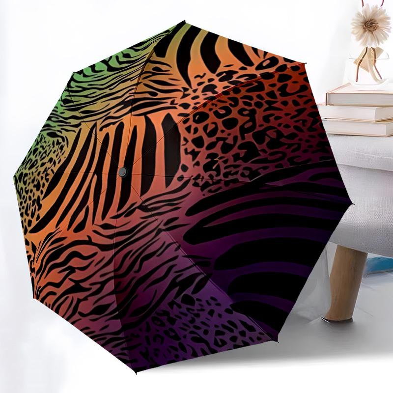 1pc Zebra Print Animal Automatic Open/close Umbrella, 8-Rib sturdy structure, Auto Folding/Opening, Portable Travel Umbrella for Women,265