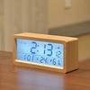 Digital Alarm Clock, Wooden Table Clock with Humidity and Temperature Detection, LCD Display, Easy To Carry, Suitable for Bedroom, Bedside Table,