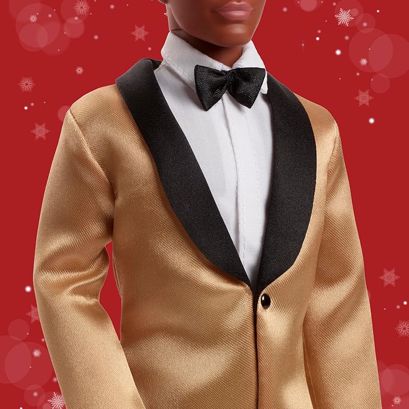 Barbie Holiday Ken, Dark Brown Hair, Signature Black Dress-Up Doll, House, Pretend Play, Ages 6+, Gold, JGK57