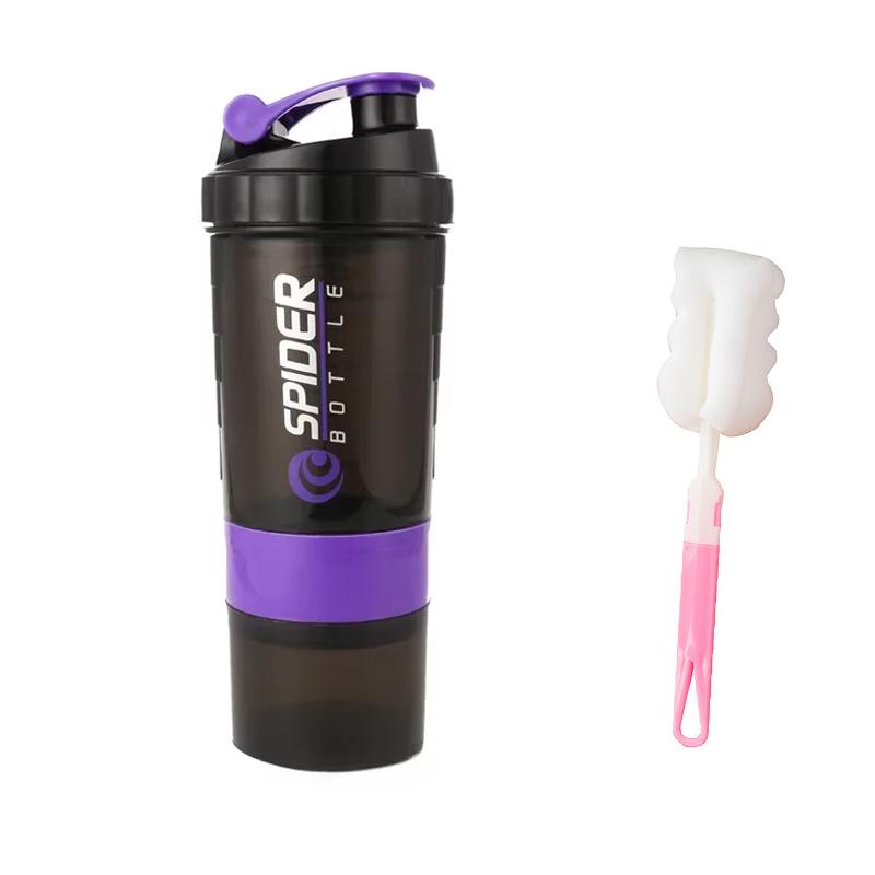 

3-слойные бутылки-шейкеры для протеина с шариком для смешивания, герметичная бутылка для воды для протеиновых смесей с отделением для порошка и органайзером для таблеток