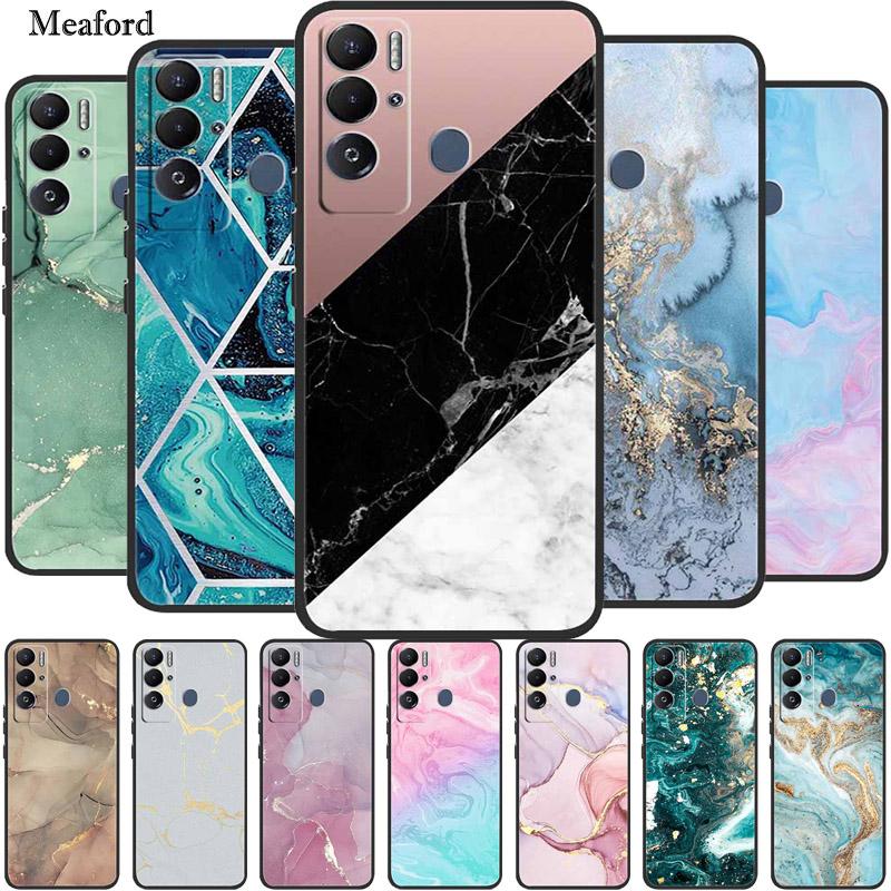 For Tecno Pova Neo Case Marble Soft Silicone Back Cover Phone Case for Tecno Pova Neo Bumper Coque LE6 Shockproof PovaNeo Funda