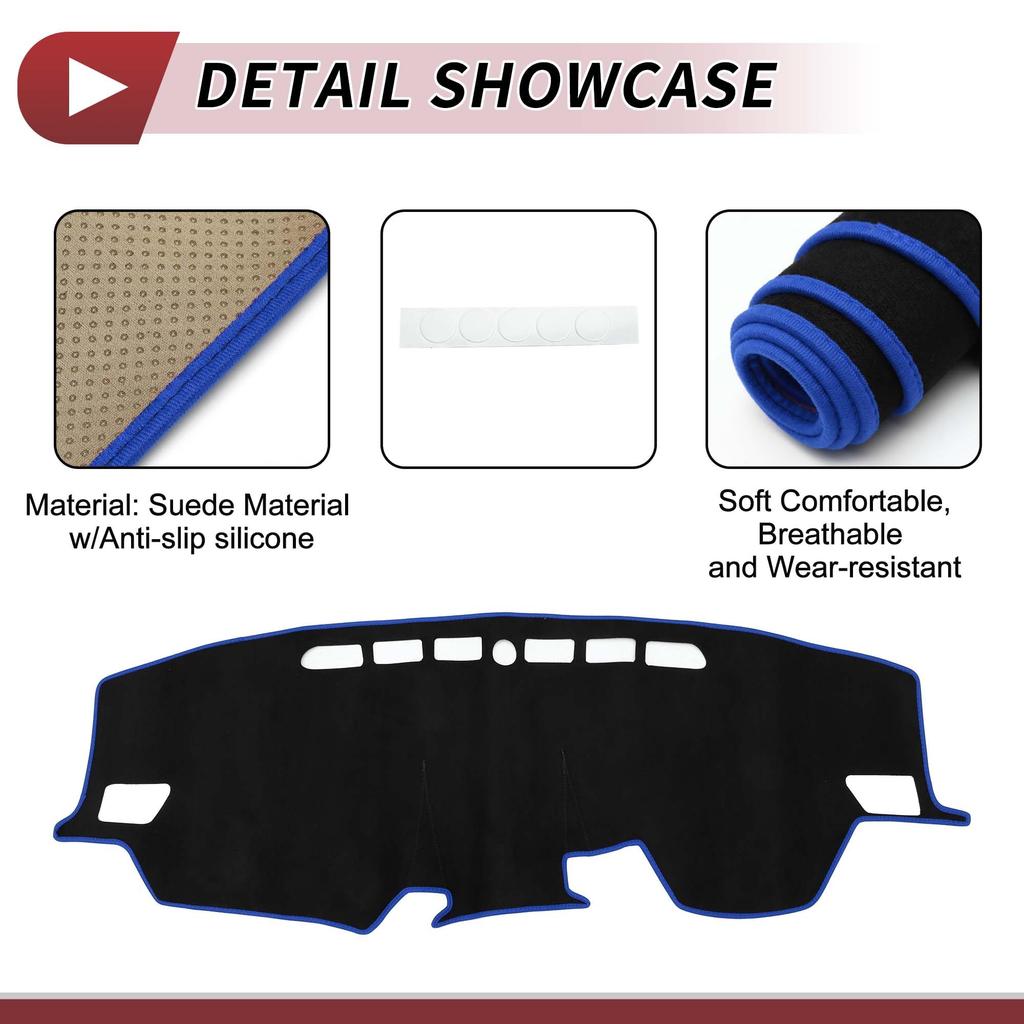 HEROFFIX Dashboard Mat for Toyota Raize A200A and Daihatsu Rocky Interior Dashboard Cover with Sun and Scratch Suede Black with Blue Custom Parts and