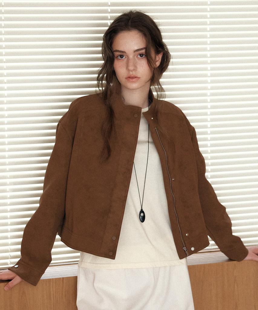 Yuppe Suede Blouson Jacket_Brown