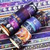YUBBAEX 19 Rolls of Galaxy and Space Masking Foil Super Thin Perfect for Gift DIY and Notebook Decor Tape, Wide, Silver/Gold Stamping, Cute, Design,
