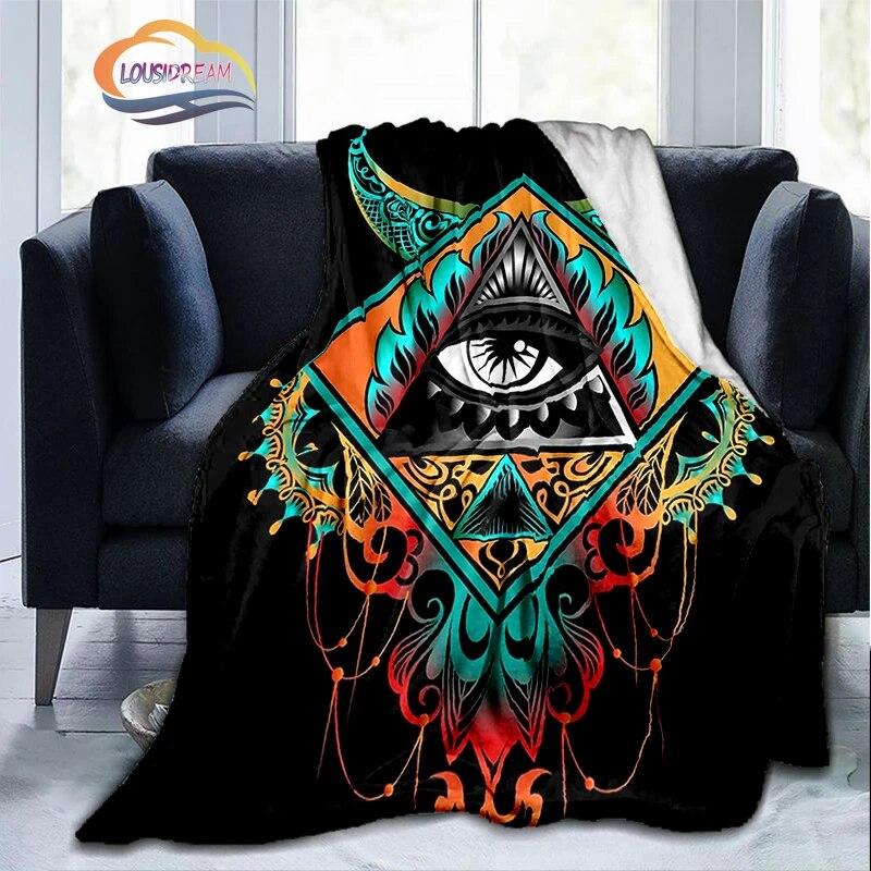 Print Freemasonry Flannel Blanket Masonic Air Conditioning Sofa  Portable Travel Camping   Suitable for All Season