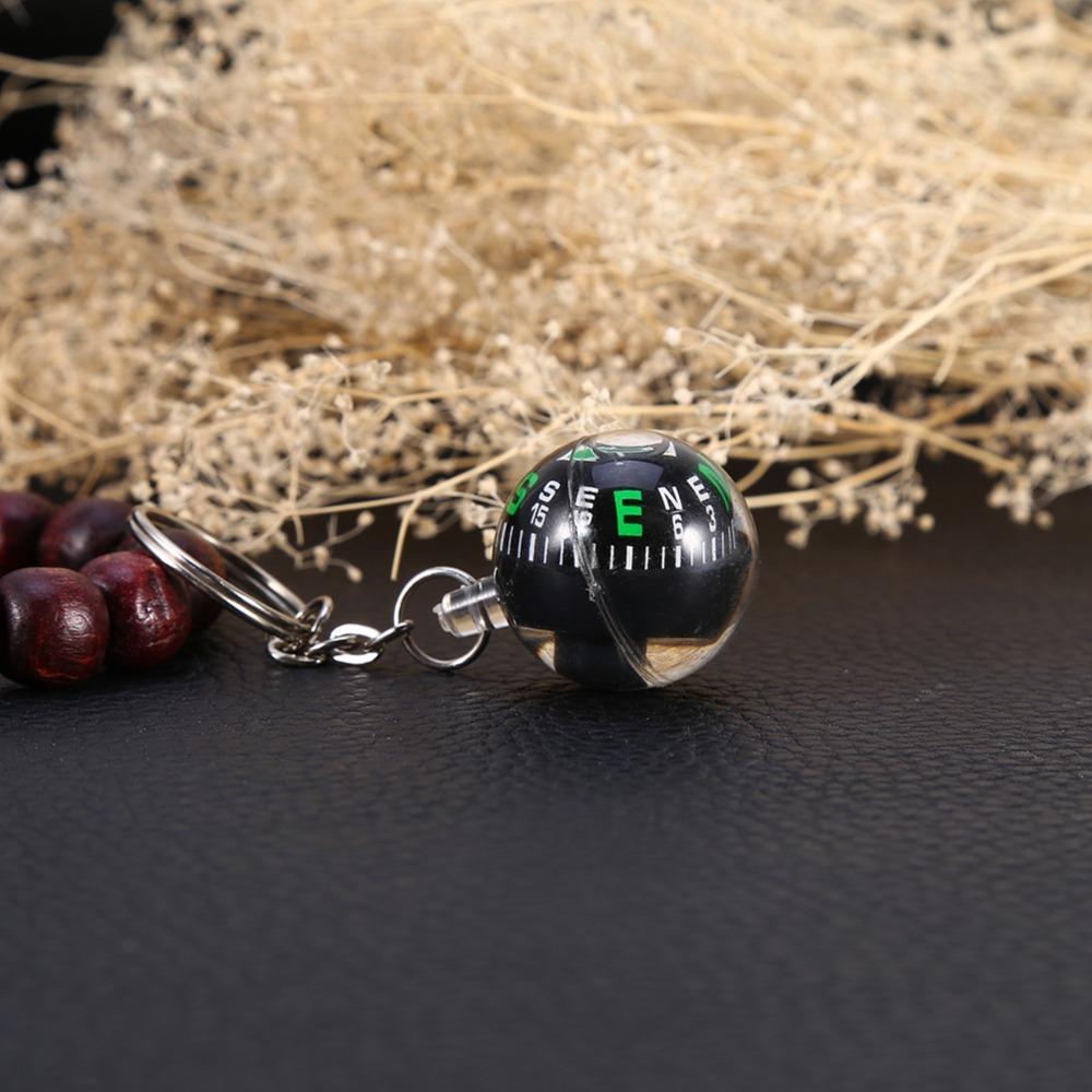 6 Pcs Durable 28mm Ball Keychain Compass Compact Black Liquid Filled Compass Liquid Filled Ball Keychain Hiking Gear