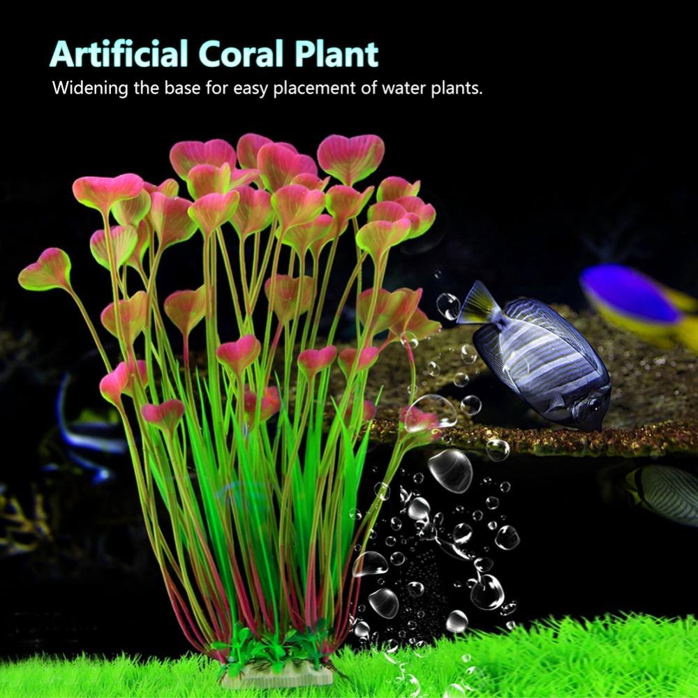 2Pcs Pink Artificial Water Plant 15.7in Artificial Coral Plant Fish Tank Ornament  Underwater Garden