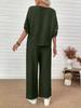 European & American Fashion 2025 Casual Set: Crew Neck Top + Vertical Wide-Leg Pants