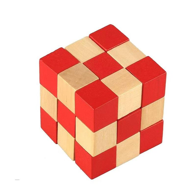 Wooden Snake Cube Puzzle IQ Logic Training Brain Teaser Problem Solving Educational Toys For Kids Boys Girls Mind Challenge
