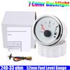 7 Color Backlight 2" 52mm Fuel Level Gauge with Alarm 0-190 OHM Oil Meter Indicator 240-33 ohm Auto Car Boat RV Yacht