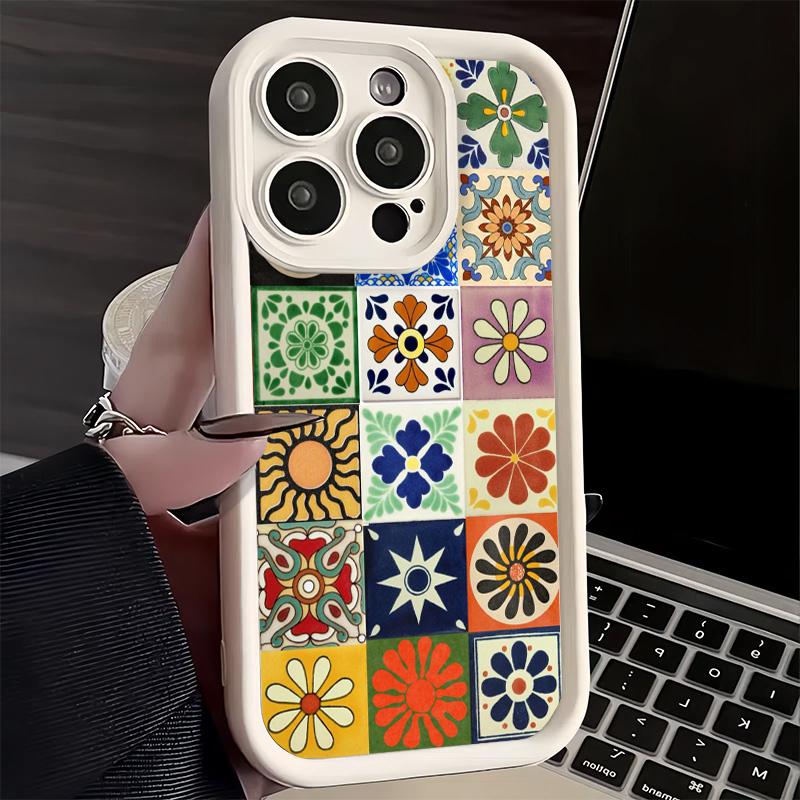 Phone Case for iPhone 17 Air 16E 15 16 Pro Max Italian Sicilian Style Floral Pattern Cover 14 Plus 13 12 Mini Soft Shell Silicon
