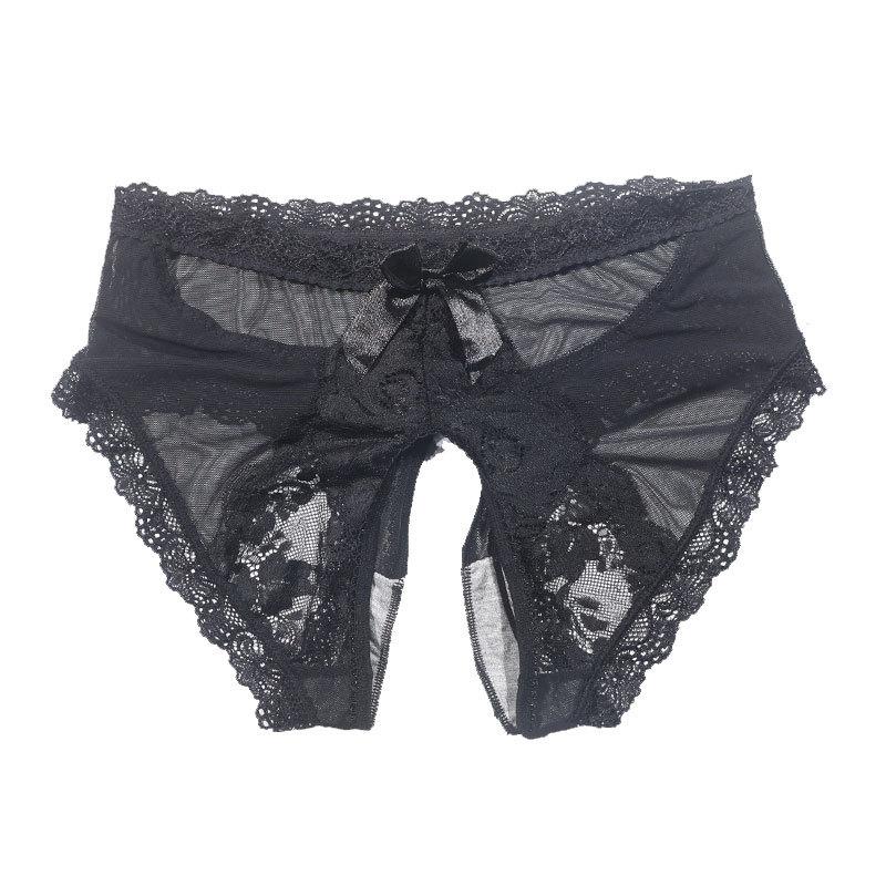 Sexy Lace Open Panties Women's Summer Mood Free Briefs Large Size Bow High Waist Couple Temptation Panties