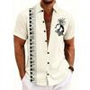 Men's fashion 3D printed shirt casual party evening daily festival four-season lapel short-sleeved outer wear outdoor personalized top shirt