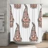 Gnome Shower Curtain Cartoon Nordic Style Gnomes Print Bath Decor For Kids Bathroom, 3D Waterproof Fabric Liner In White
