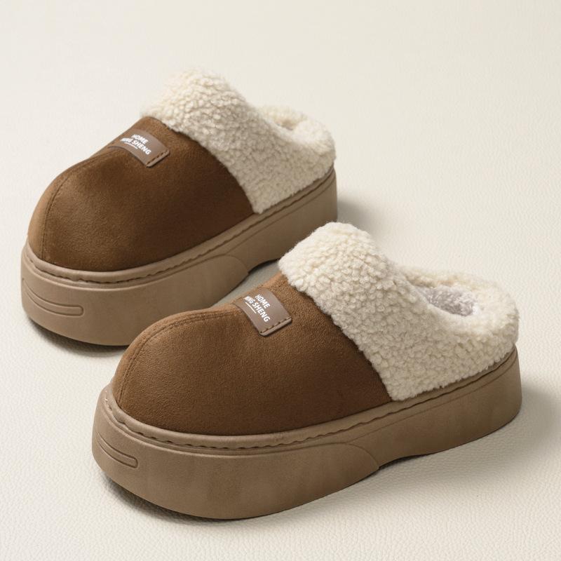 

fashion New Arrival Women Plush Warm Home Platform Slippers Soft Comfortable Winter House Floor Cotton Shoes Girls Indoor Fluffy Slipper 36-37 хаки