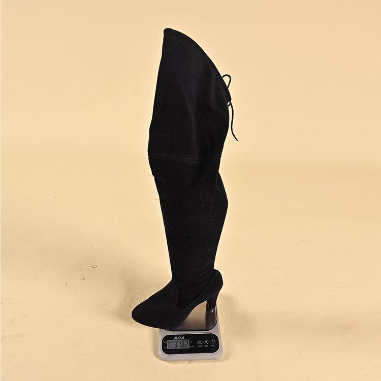 Europäische & Amerikanische Übergrößen Over-the-Knee High Heel Spitz zulaufende einfarbige Lange Stiefel mit Seitenreißverschluss - Damen Stretch Stiefel für Herbst & Winter.
