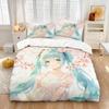 Hatsune Miku Cyberpunk Neon City Duvet Cover Set Anime Bedding With Pillowcases Gaming Room Teen Bedroom Decor Gift For Fans