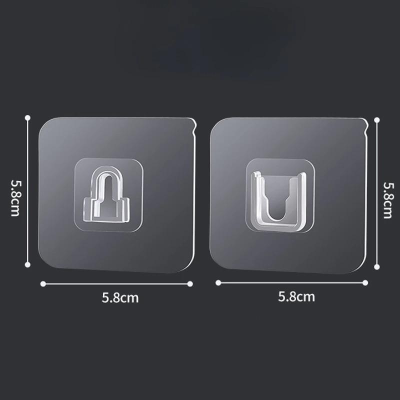 10 Pairs Double-Sided Adhesive Wall Hooks Transparent Hooks Bedroom Kitchen Multi-purpose Organizer Holders