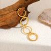 Gold Color Multi Layer Connecting Ring for Women Shiny Cubic Zirconia Chain Stainless Steel Link Ring Stackable Wedding Jewelry