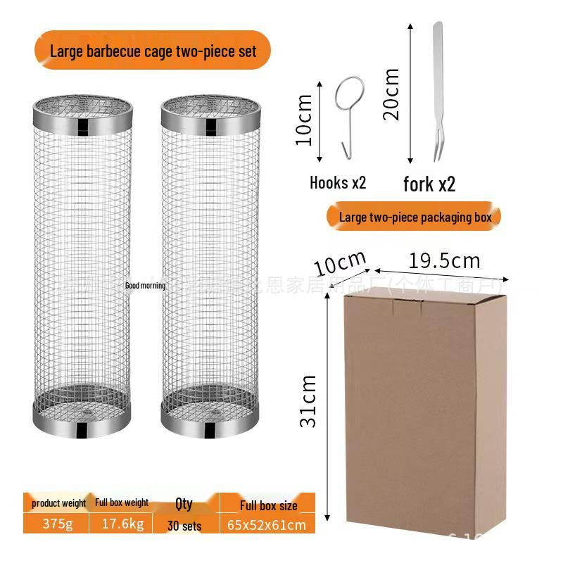 Stainless Steel Rolling BBQ Basket - Outdoor BBQ Tool