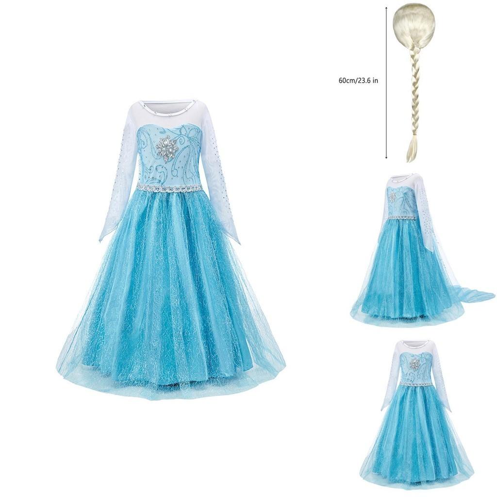 Elsa Princess Dress For Girls Halloween Costume Kids Fairy Tale Dress