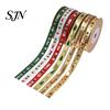 Decorative Crafting Ribbon for Flowers Christmas Gold Foil Ribbon, Merry Fabric Shiny Printed Apple Wrapping Holiday Gift Packing, Xmas Party
