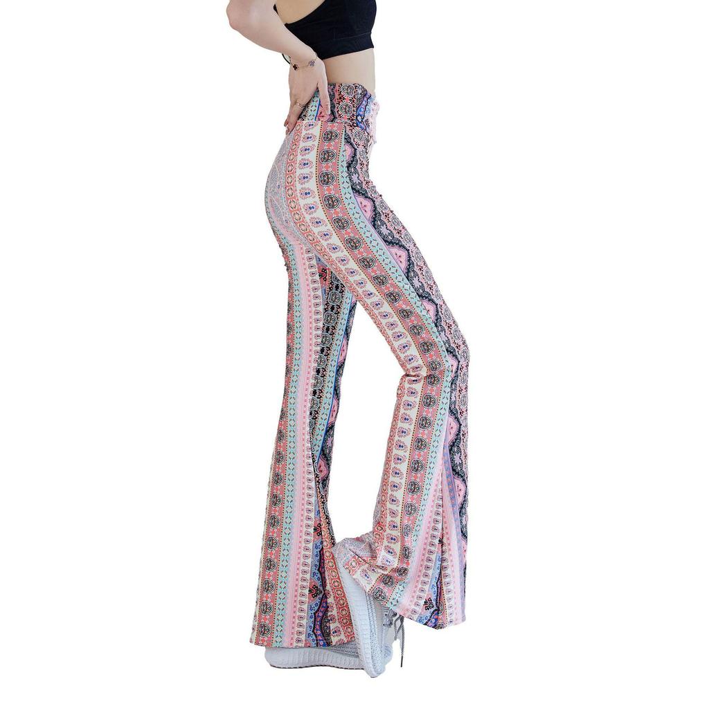 Fashion Floral Leggings High Waist Printed Flared Trousers For Women Highly Stretchable Fitness Tights Yoga Pants Dance Pants